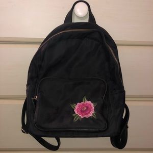 Black Flower Backpack